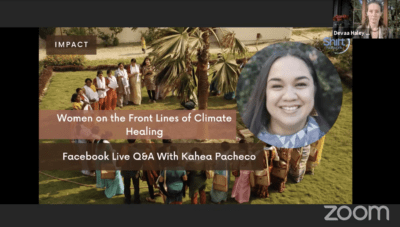 screen shot of zoom presentation with Kahea's face