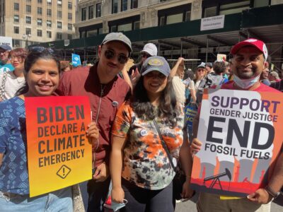 Annesha Chowdhury (second from right), WEA's Senior Program Manager, representing WEA at the 2023 March to End Fossil Fuels. Photo credit: Amira Diamond.