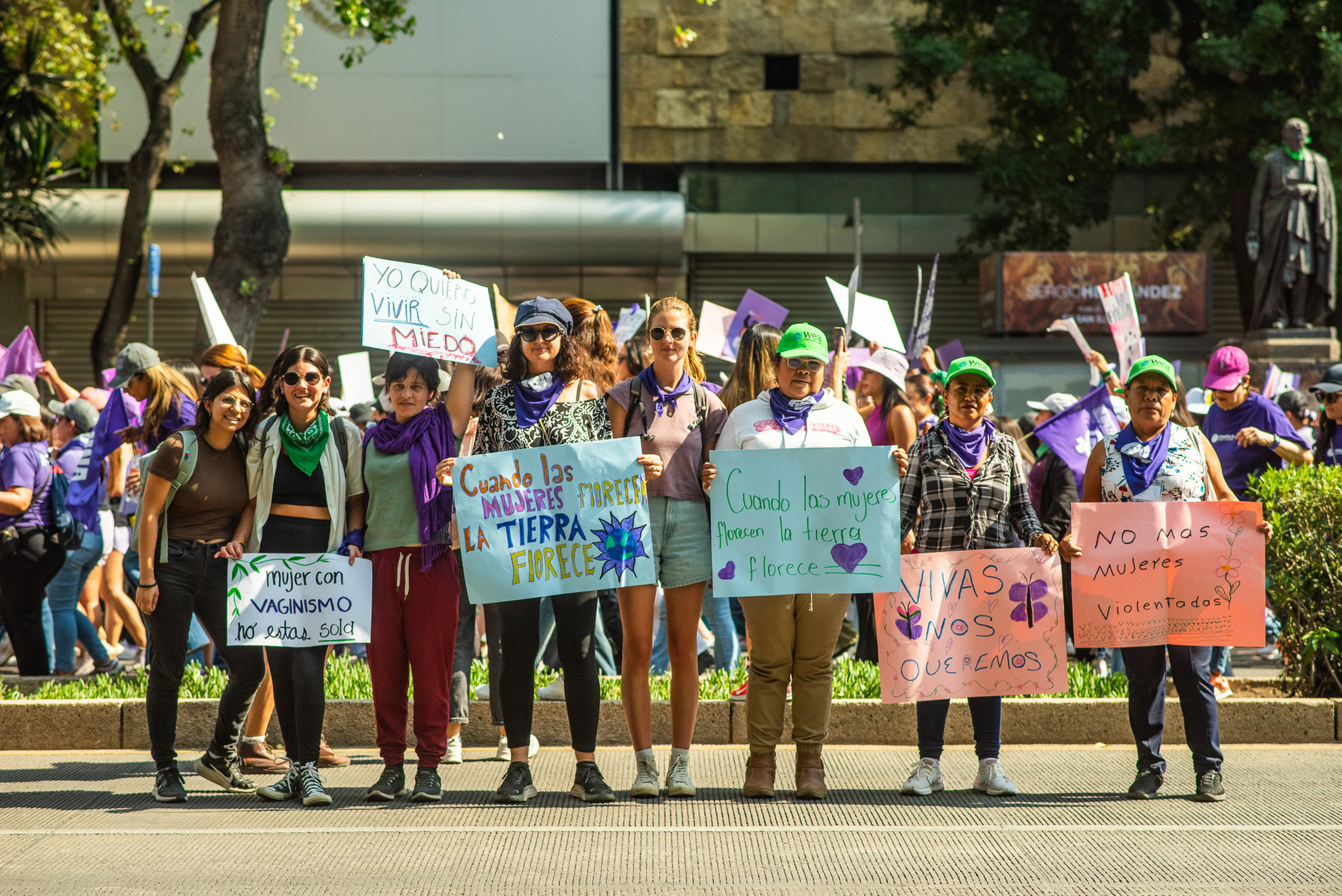 Caption: WEA Team and Mexico Program Leads join the Marcha 8M in Mexico City on March 8, 2024 to protest gender-based violence in the region. Credit: Women's Earth Alliance