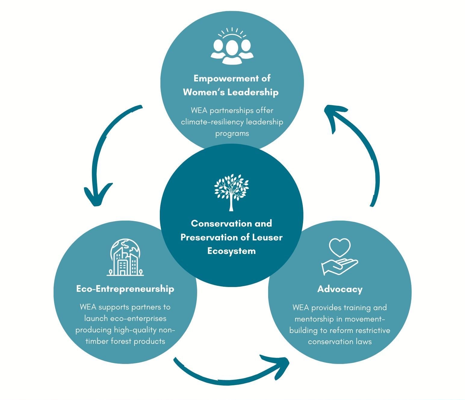 WEA’s Indonesia Advocacy and Entrepreneurship Program adopts a three-pronged, intersectional approach.