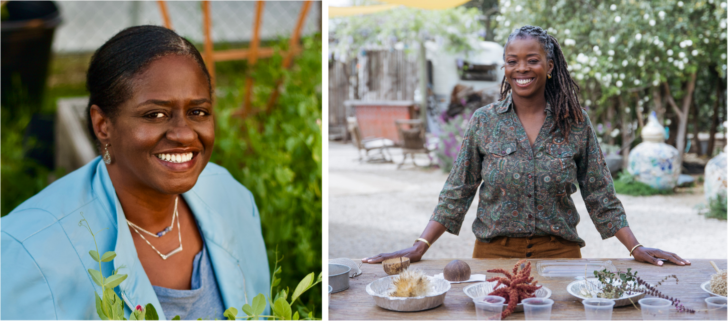 L to R: Dr. Rasheeda Hawk, Founder and Director of Seeds of Carver Urban Farm Collective; Tashanda Giles-Jones, Environmental Program Specialist at  Environmental Charter Schools