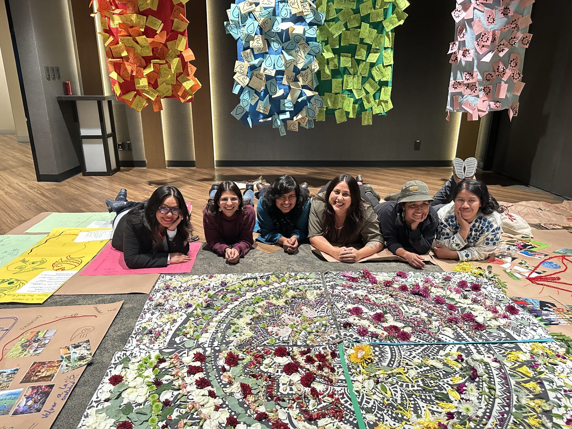 WEA team members Daniela Perez and Laura Vigil-Escalera Mier, with WEA Program leads at the Latin American AWID hub in December, 2024.