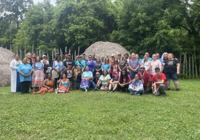 The WEA Team joins Crystal Cavalier-Keck at the Occaneechi Indian Village the day after the Yesah Tribunal.